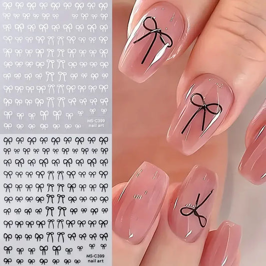3D Small Bow Ribbon Bowknot Y2K Nail Sticker MIni Kawaii Japanese Adhesive Decals Nail Art Manicure Decorations DIY
