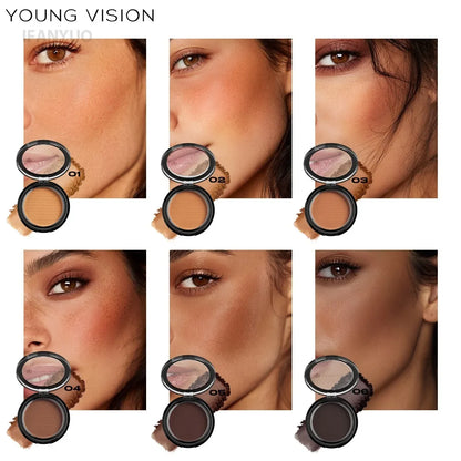 Waterproof Contouring Powder Palette Matte Finishing Bronzer Hairline Modify Nose Shadow Buildable Coverage for All Skin Tones