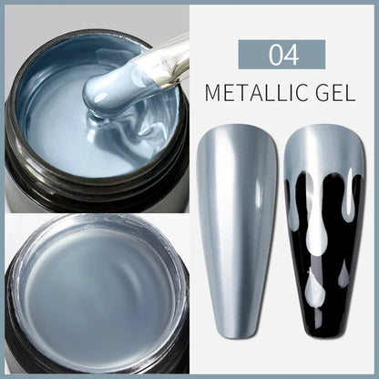 5ML Gold Silver Metallic Liner Paint Gel Polish Chrome Mirror Metal Effect Super Bright French UV LED Semi Permanent Nail Gel