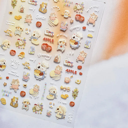 1pcs 5D Japanese Kawaii Bear Nail Art Stickers Brown Cartoon Animals Self-Adhesive Nail Decoration Decals DIY Slider Accessories