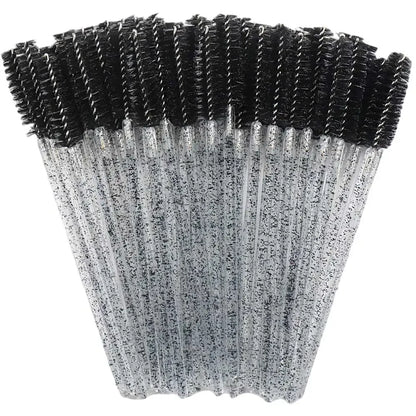 50Pcs Makeup Eyelash Brushes Disposable Crystal Eyebrow brush Diamond Handle Mascara Wand Applicator Lashes Extension Tools