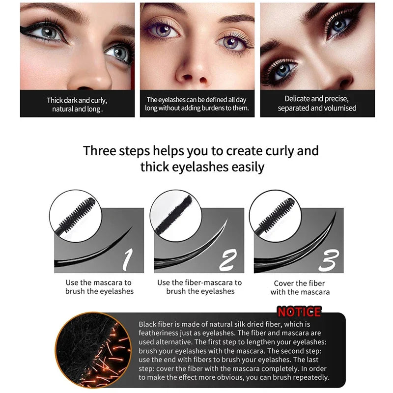 3D Lash Volumizing Mascara - Black Waterproof 1pc Set