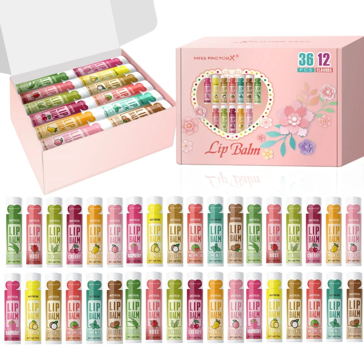 36PCS Moisturizing Lip Balm set 5g deep moisturizing and brightening lips Party gift for friends