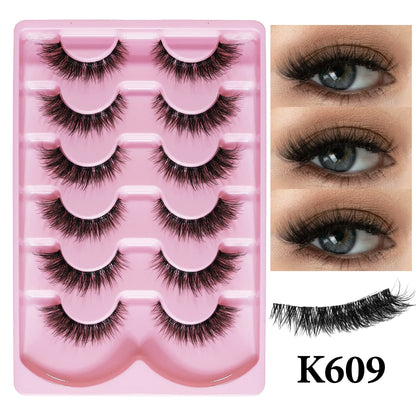 MIOFIA New 5 Pairs Fake Lashes D Curl Fluffy Soft Volume Eyelash Extensions Natural Look 3D Faux Mink False Eyelashes Makeup