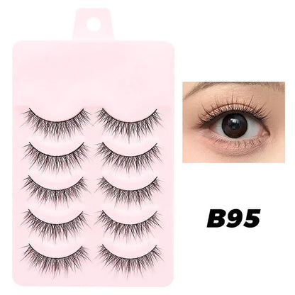 DINGSEN Fake Eyelash Anime Lashes 5 Pairs Little Devil Eyelashes Natural Daily Makeup Manga Eyelashes Clear Band Eyelashes