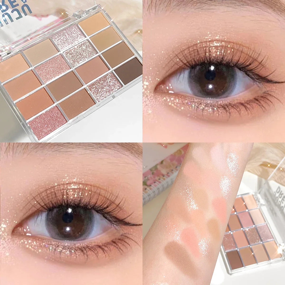 Love the 16-color eye shadow plate, pearlescent matte lying silkworm, brighten the low-saturated earth color daily makeup