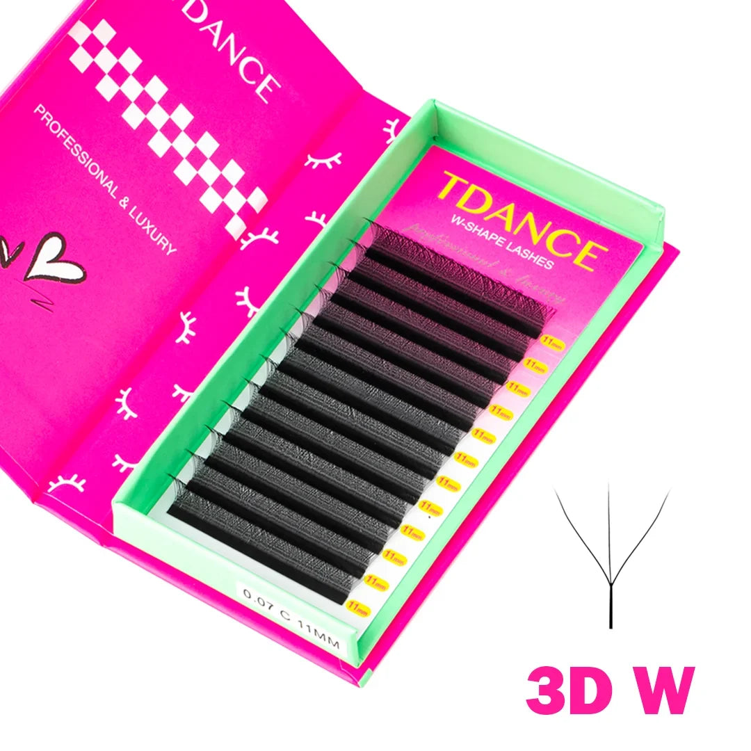 TDANCE W Shape Lash Soft Handmade 3d 4d 5d 6d 8d Premade Volume Fan C D 0.07MM Eyelashes Extension