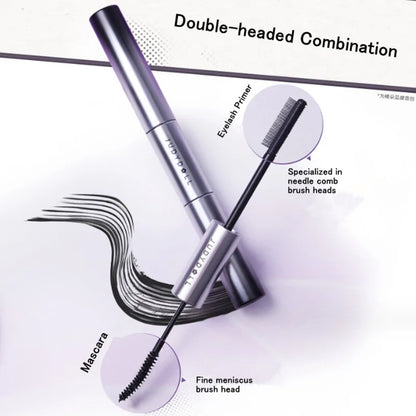 Judydoll Dual-Ended Mascara Waterproof Volumizing Curling Lengthening - Smudge Proof Fiber Brush, 2-in-1 Clump-Free Formula