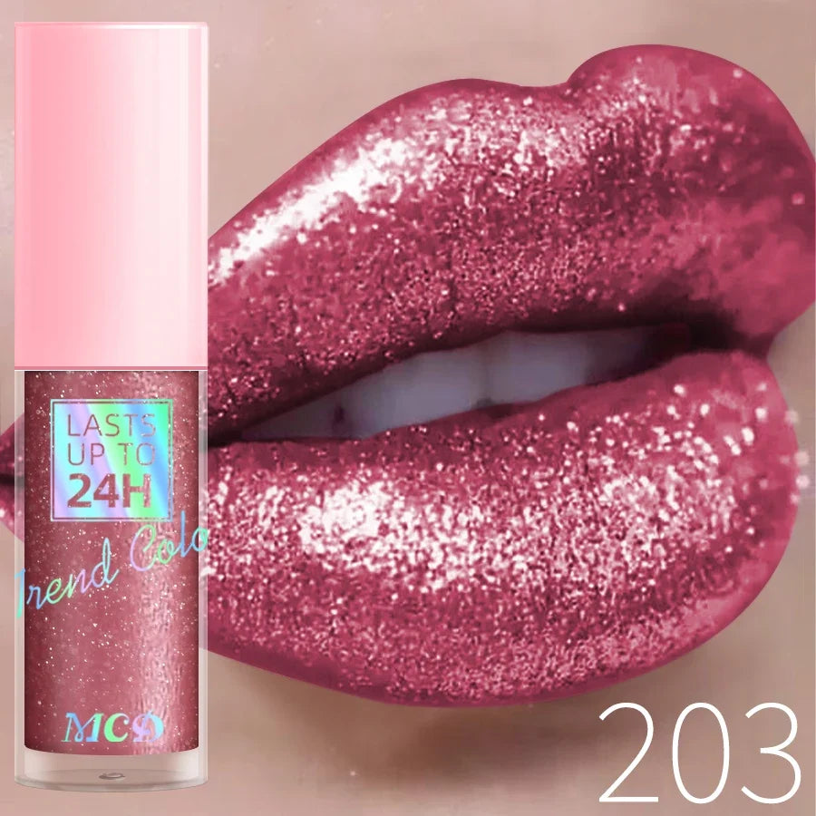 18 Colors Diamonds Glitter Lip Gloss Long Lasting Waterproof Liquid Lipstick Pearl Shining Lip Color Sparking Lip Makeup Women
