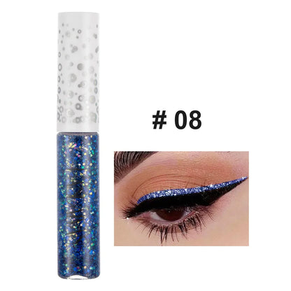 12 Colors Shiny Eye Liners Cosmetics For Women Pigment Silver Rose Gold Color Glitter Liquid Eyeliner Metallic Colorful Makeup