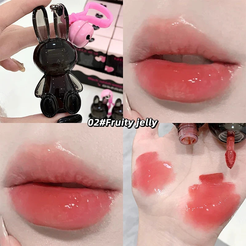 Gege Bear Pink Rabbit Velvet Matte Lip Cream Black Rabbit Water light lip glaze matte mirror pendant lipstick lip gloss
