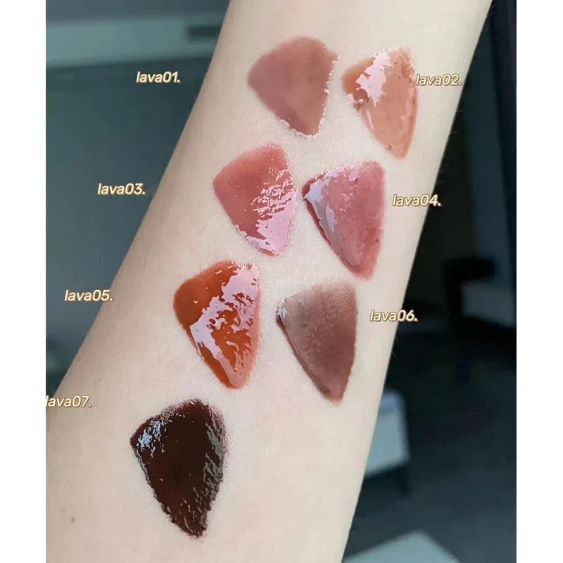 Punk Dark Brown Mirror Water Lip Gloss Red Lip Glaze Transparent Glass Lip Oil Waterproof Liquid Lipstick Clear Tint Makeup