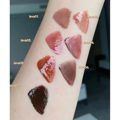 Punk Dark Brown Mirror Water Lip Gloss Red Lip Glaze Transparent Glass Lip Oil Waterproof Liquid Lipstick Clear Tint Makeup