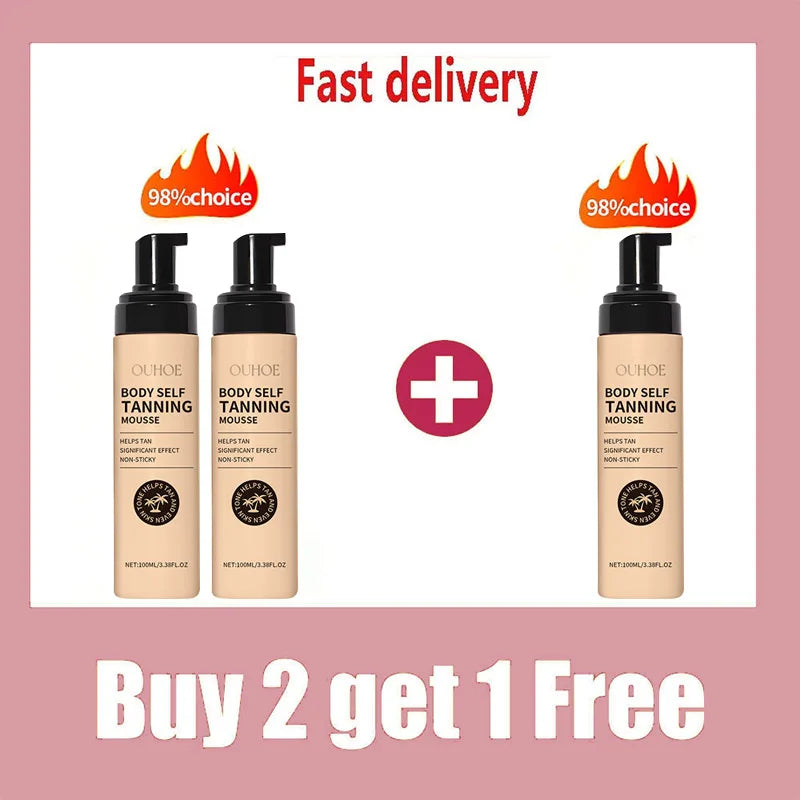 Summer Tanning Body Mousse 100ml Sun-promoting + Moisturizing Bronze Glossy Skin 0 Uv Damage Natural Tanning Wheat Skin Cream