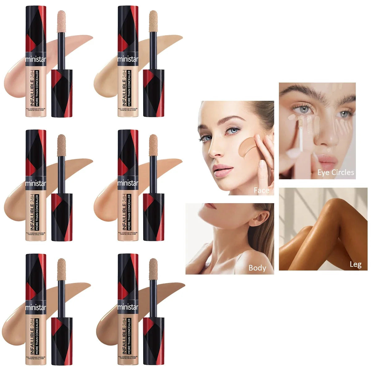 1pc full coverage concealer, waterproof, sweat proof, stain resistant, durable, creating a perfect skin makeup look