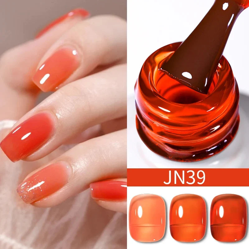 BORN PRETTY 10ml Blood Red Jelly Gel Nail Polish Halloween Nails Art Gel Polish Sheer Translucent Nail Gel for Winter Manicure
