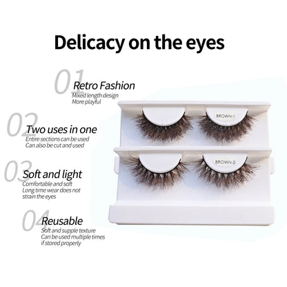 RED SIREN Brown Fluffy Mink Lashes 2026 New Design Luxurious Soft Natural Strip Lashes Cosplay Mink False Eyelashes Supplies