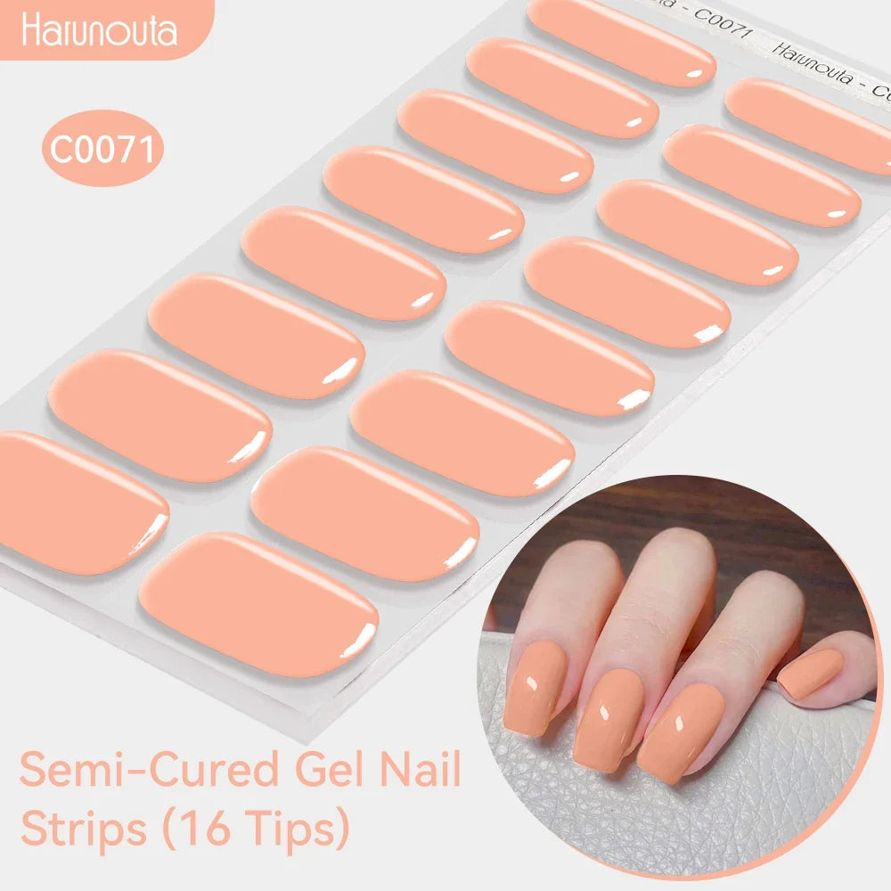 Gradient Auroras Semi Cured Gel Nail Strips Sparkly Shinning DIY Gel Polish Stickers for Nails Works with UV/LED Nail Lamps