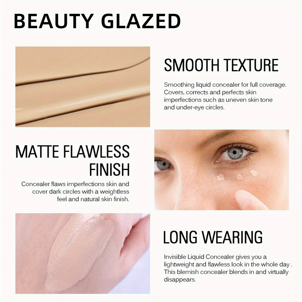 5 Color Liquid Concealer Matte Makeup Full Coverage of Pores Invisible Concealer Natural Nude Skin Tone Long-lasting Oil Control
