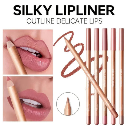 Matte Lip Liner Pencil Nude, Long-Lasting Waterproof, Smudge-Proof, Precise Outline, Smooth Creamy Formula