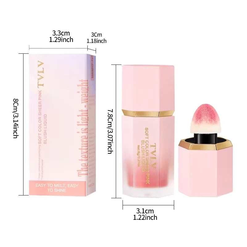 3-Color Matte Liquid Powder Blusher Easy to Apply Durable Waterproof Powder Blusher Sponge Brush Head