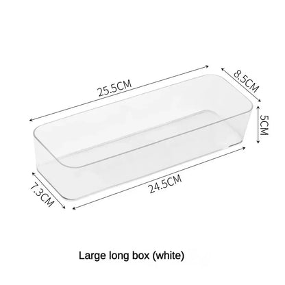 Unlimited Desk Drawer Organizers Set Plastic Bathroom Storage Makeup Organizer Clear Transparent Storage Box Bins Kitchen Gadget