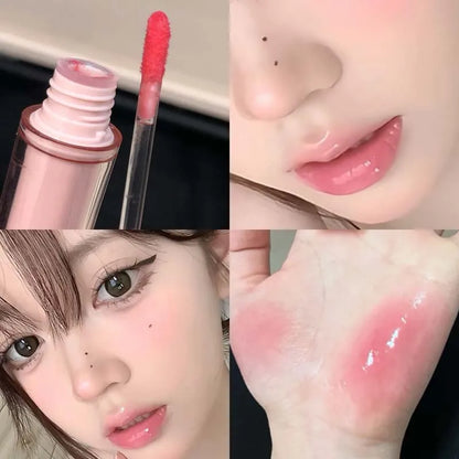 Pink Mirror Crystal Lip Gloss Makeup Water Glass Lip Glaze Plumping Waterproof Jelly Lip Tint Lipstick Moisturizing Beauty Lips