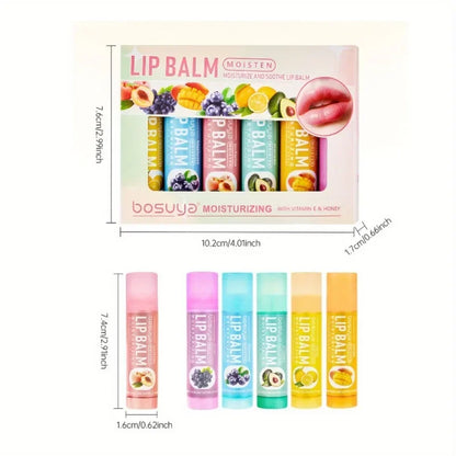 6PCS Moisturize, Repair Dry Lips, Various Fragrances, Convenient, Long-lasting, Lip Balm, Perfect Holiday Gift for Girls
