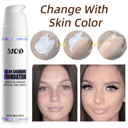 Color Changing Foundation for All Tones Skin Makeup Base Nude Face Full Cover Matte Concealer Long Lasting Liquid Foundation