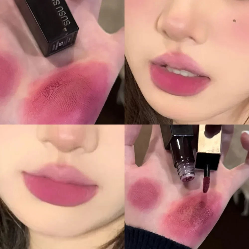 Gothic Gray Purple Lipstick Velvet Matte Punk Black Brown Lipgloss Long Lasting Lip Mousse Waterproof Makeup Non-stick Lips Tint