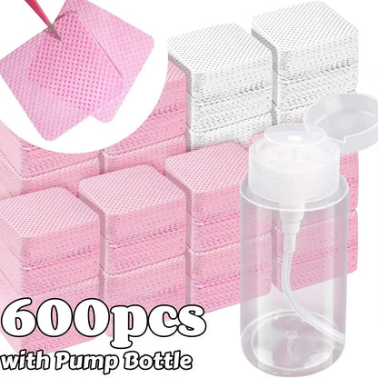 20/600pcs Lint-Free Nail Wipes Gel Cleansing Tissues Aluminum-Free Nail Polish Remover Pads for NaiArt Beauty Cleaning Care Tool