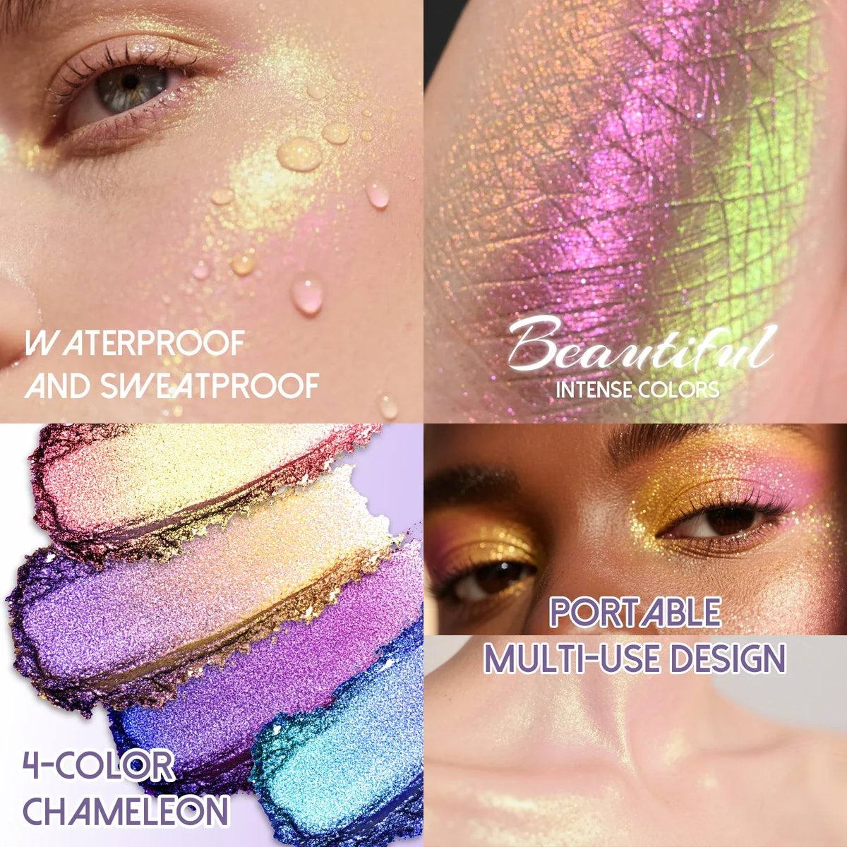 Charmacy 4 Colors Duochrome Eyeshadow Palette - Multichrome Shimmer