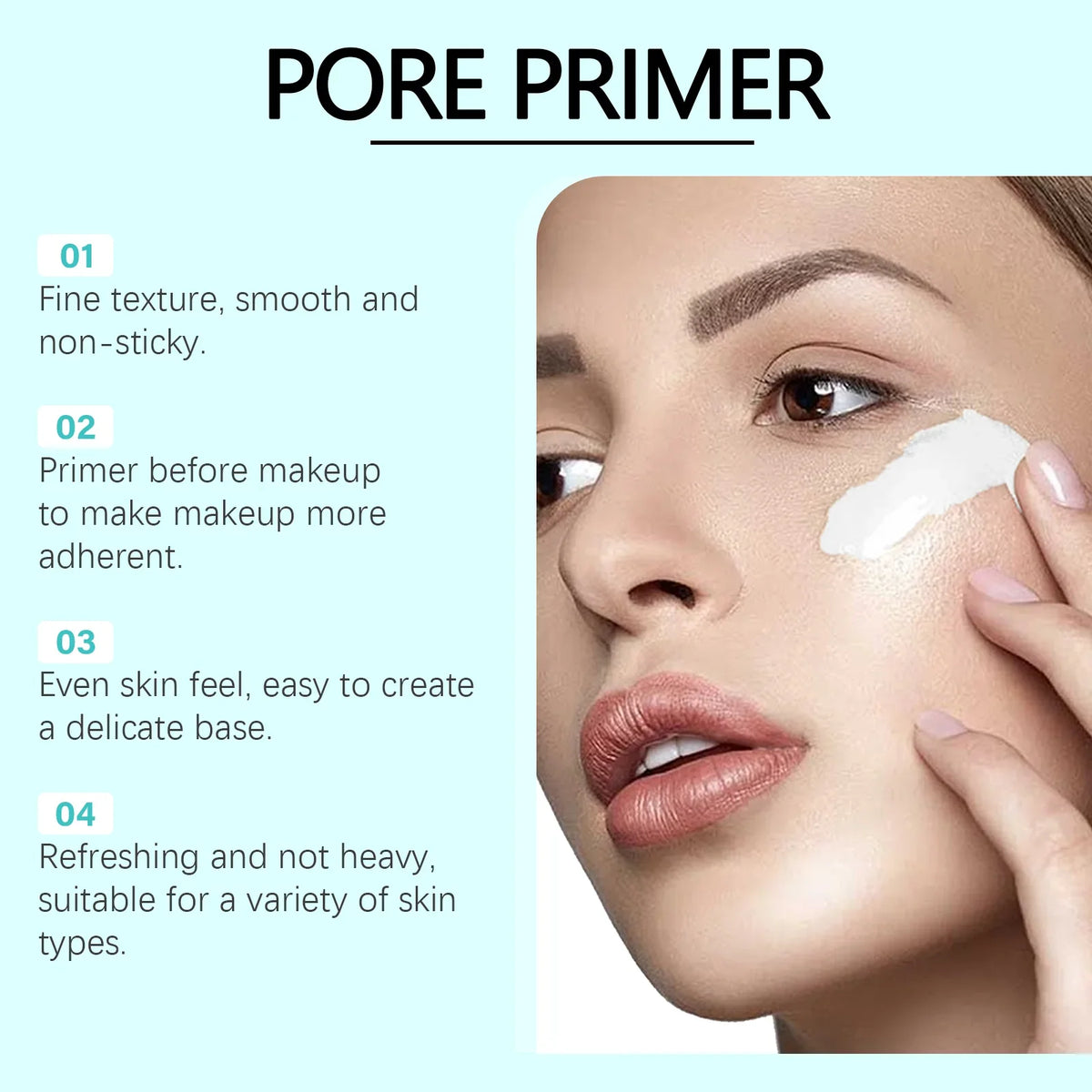 Pre-Makeup Pore Primer Even Skin Tone Oil Control Smoothing Skin Texture Invisible Pores Moisturizing Waterproof Makeup Cosmetic