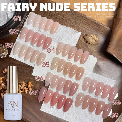 MIANEL  12ML Japanese Style Fairy Gel Nail Polish White Pink Nude Color Ice Clear Nail Polish Pink Nails Summer Nails 1-24pcs