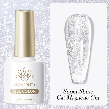 BORN PRETTY 10ml Silver Water Light Cat Magnetic Gel Nail Polish Nail Supplies Vernis Semi Permanent Gel for Fall Winter Nails