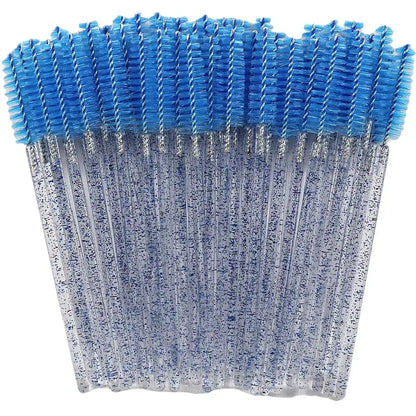50Pcs Makeup Eyelash Brushes Disposable Crystal Eyebrow brush Diamond Handle Mascara Wand Applicator Lashes Extension Tools