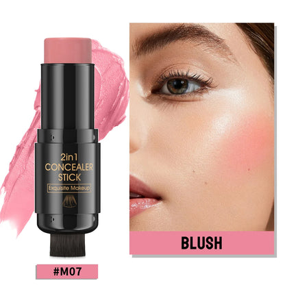 Double-head Face Bronzer Contour Stick Cream Makeup Light Dark Shadow Lasting Concealer Facial Brighten Contouring With Brush