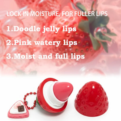 4-Color Random Hair Strawberry Warm Moisturizing Lip balm With Strong Moisturizing Effect, Protecting And Softening Lips