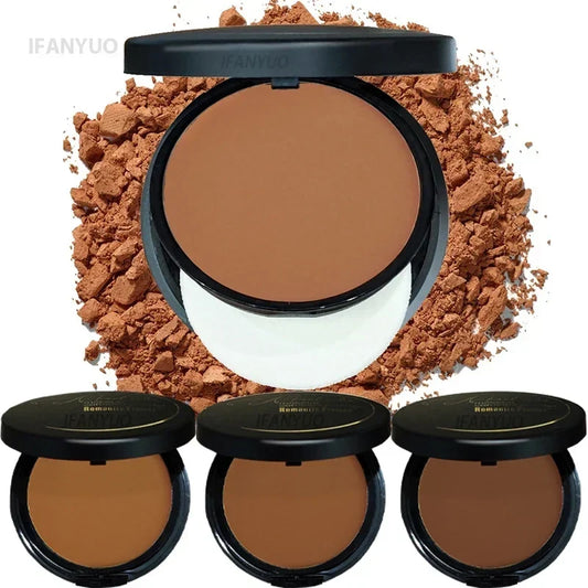 Wheat Bronzing Powder Dark Skin Matte Finish Sweatproof Oil Control Foundation Concealer Contour Palette with Powder Puff Mirror