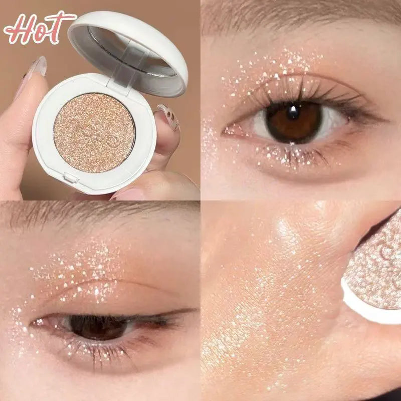 Single Glitter Eyeshadow, Lightweight Glitter And Matte Eyeshadow, Long Lasting, Smudge Proof, Shimmer Eyeliner And Blush Look