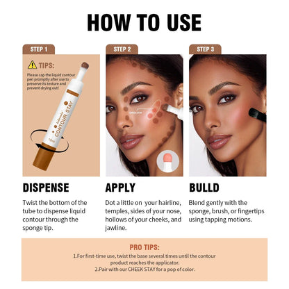 6-colors Moisturizing Liquid Contour Stay Cream Bronzer Waterproof Lightweight 3D Concealer Nourishing Face Contour Makeup