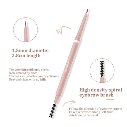 1.5mm Ultra Fine Double-Ended Eyebrow Pencil Automatic Rotating Natural Waterproof Long Lasting Professional Eyebrow Pen Makeup