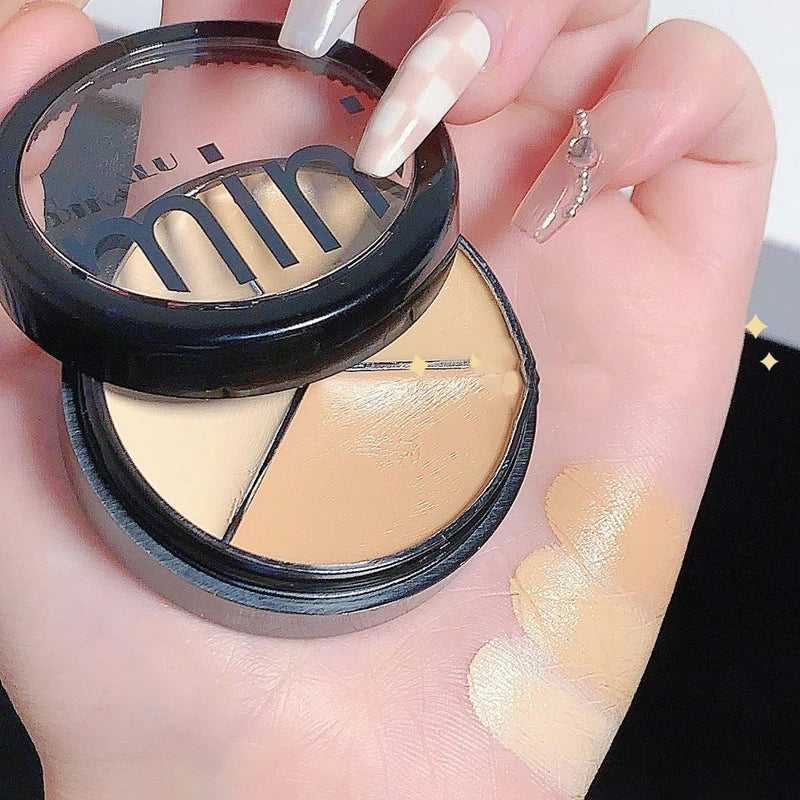 3 Colors Concealer Cream Full Coverage Acne Spot Dark Circles Contour Concealer Palette with Brush Moisturizing Cosmetics Makeup