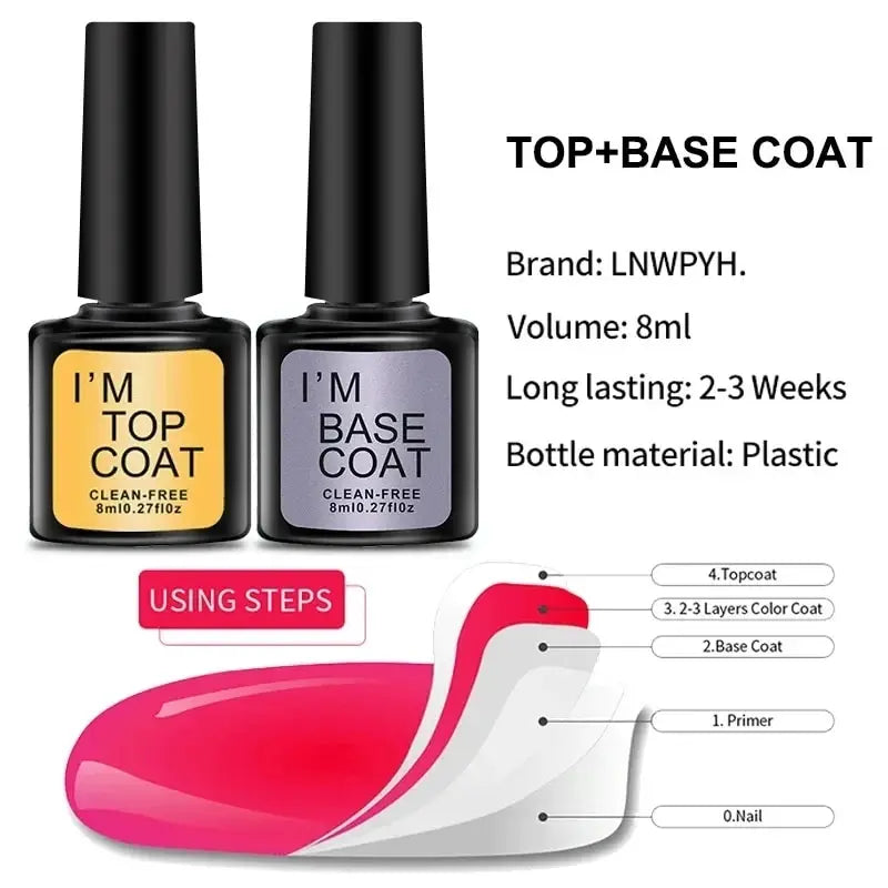 LNWPYH Gel Nail Polish Set Nail Gel Kit 26 Color Semi Permanent UV Led Gel Varnish Soak Off Nail Lacquers Base Coat Top Coat Kit