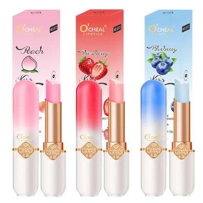 O'CHEAL Color Fruit Lipstick Peach Temperature Changing Lip balm Moisturizing Waterproof Long Lasting Moisturizes Lip Balm