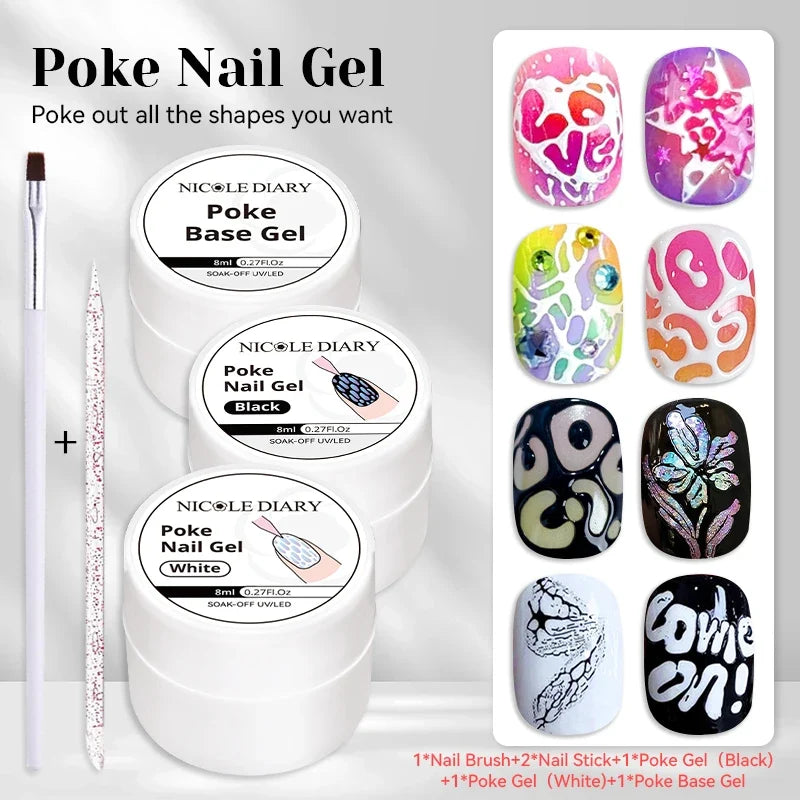 NICOLE DIARY White Non Stick Hand Extension Gel Nail Polish For 3D Shaping Carving Flower DIY Nail Art Extension Acrylic