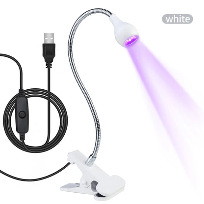 LED UV Light for Drying Nail Polish Gel Clip-On Flexible Desk Mini USB Nail Lamp Portable Nail Dryer Manicure Salon Tools