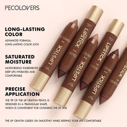 Multi-Color Matte Lipstick Crayon, Long-Lasting & Natural Effect Crayon, for Brown Tone, Matte Finish & High Pigmented