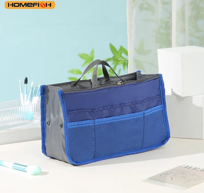 HOMEFISH Multi Functional Large Capacity Makeup Bag Portable Double Zipper Toiletries Travel Storage Bag Mommy Bag Multi Pocket