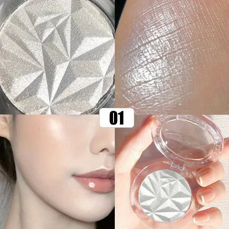 2 Colors Diamond Highlighter Powder Palette Glitter Face Contour Brighten Makeup Shimmer Ultra-concentrated Illuminate Cosmetic